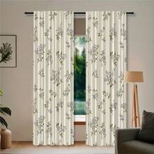 2PCS Elegant White Fabric With Tiny Floral Print Light Sheer Curtains, Semi-Sheer For Privacy Protection. Easy Rod Pocket Installation,Fade-Resistant After Washing, Lightweight And Washable. Ideal For Home, Room And Kitchen Decor & Space Dividers. - Multicolor - View 14