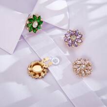 1 Pc Multicolor Rhinestone Flower Cufflinks, No-Sew Elegant Formal Shirt Accessories - Multicolor - View 3