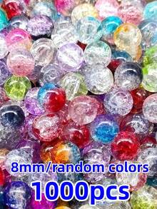 50 peças de contas de vidro de cristal redondo craquelado azul aurora de 8 mm, para fazer joias DIY à mão, pulseiras, colares e brincos - Multicolorido - Ver 11