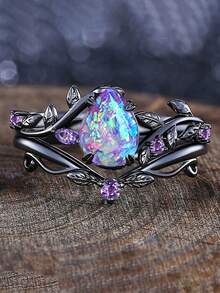 Juego de 2 anillos hermosos de circonita cúbica, adecuados para que las mujeres los usen, adecuados para boda, compromiso, fiesta de aniversario, regalo del Día de San Valentín - 1# - Ver 1