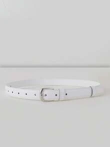 Women's Simple Yet Sophisticated Bright Silver Buckle Leather Belt, Student Youth Decorative Korean Style Waistband - Buckle - View 4