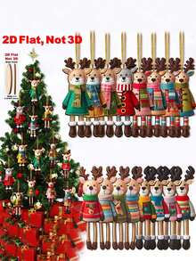 16pcs/Set Colorful Christmas Reindeer Decoration Set - Warm Christmas Style, Suitable For Christmas Tree, Home, Office, Classroom Multi-Functional Gift Box Hanging Ornaments, Reindeer Christmas Decor - A - View 1