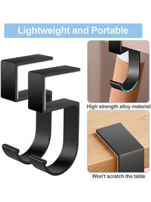 1pc Desktop Handbag Hook, Heavy Duty High Strength Alloy Material Bag Holder, Can Hang Bags, Umbrellas, Keys, Water Bottles And Headphones, Perfect Desktop Accessory For Back To School And Office Use - The Shape Of 5 - View 3