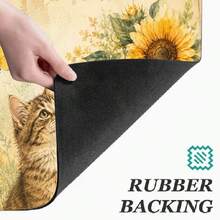 1pc Pet Sunflower Print Pattern Drainage Mat/Absorbent Mat/Drying Mat Coffee Machine Tableware Drying Mat - Absorbent Polyester Tabletop Protector With Rubber Non-Slip Backing, For Kitchen Countertop Decoration - Home Bar And Dining Table Placemat - Multicolor - View 7