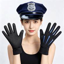 2件組：男士水手帽與女士軍警帽，萬聖節服裝配件，藍色帽子附刺繡字母與星星 - 彩色 - 查看 5