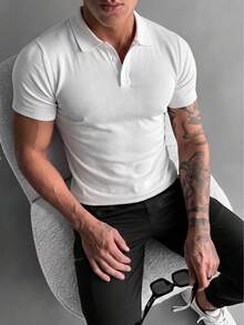 ZYNTH BALENO Men's Summer Fashion Short Sleeve Polo Sweater, Suitable For Fitness, Cycling, Running Sports, White - White - View 7