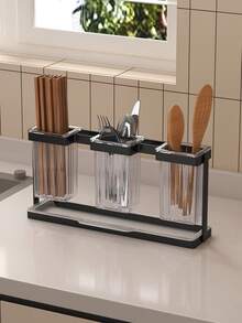 1pc Utensil Holder - Chopsticks, Spoons, Forks, Knives Multi-Purpose Kitchen Storage Box - Home And Commercial Use Utensil Storage, Suitable For Kitchen Countertop, Farmhouse Style Utensil Storage, Kitchen Storage - Multicolor - View 6