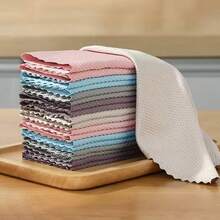 1/5pcs Thickened Microfiber Fish Scale Cleaning Cloth, Dual-Effect Water Absorption Without Lint, No Streaks When Wiping Kitchen Utensils, Mirrors, Car Windows, Powerful Oil Removal And Stain-Resistant, One Cloth For Kitchen, Bathroom And Car Cleaning - Multicolor - View 2