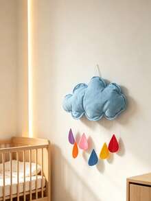 1PC/3pcs Pastel Felt Cloud & Raindrop Wall Decor - Kids Room Cute Weather Theme Decoration,Room Decor,Baby Stuff,Home Decor,Kids Room Decor - Multicolor - View 6