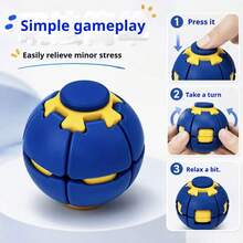 Press And Rotate Decompression Ball, Color 3D Printing Press And Rotate Decompression Ball, Soccer Fingertip Gyroscope, Office Classroom Portable Small Toy, Pinch Toy - Multicolor - View 9