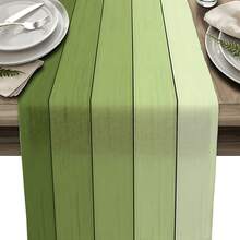 1pc Summer Gradient Moss Green Style Tablecloth - Rustic Wood Grain Print Rectangular Polyester Table Mat, Suitable For Indoor/Outdoor Kitchen, Garden Party, Restaurant Decor - View 1