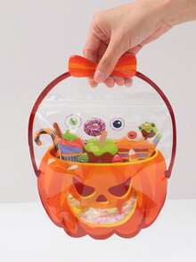 10 pièces/1 pièce Sacs cadeaux de bonbons en forme de chaudron d'Halloween, sacs cadeaux de fête avec poignée transparente, Halloween Truc ou Traite, convient pour les collations, les desserts et les fournitures de fête, décoration d'Halloween pour la maison, décoration de chambre, cadeaux d'Halloween, cadeaux de fête - Plusieurs styles - Voir 11