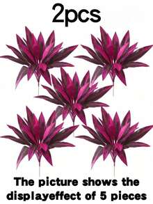 Helecho de Boston artificial púrpura, Dracaena, 12/18 piezas de hojas falsas púrpura y rojas, plantas artificiales tropicales, adecuadas para bodas, fiestas y decoración del hogar, ideales para Navidad y el Día de San Valentín, maceta no incluida - Rojo violeta - Ver 11