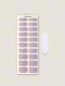 半固化凝膠美甲貼片 20片裝 長效沙龍級美甲貼紙 易貼易卸 UV燈使用 - 淡紫色 - 查看 3