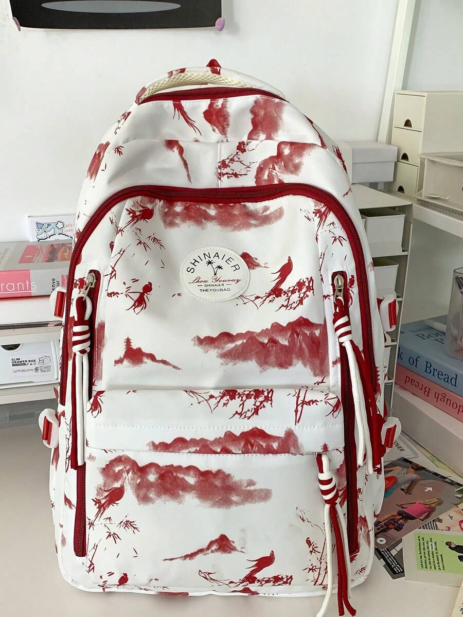 Ransel Anti-Pencurian Multi-Saku Portabel Ringan, Cocok untuk Pelajar dan Remaja, Dapat Digunakan untuk Sekolah, Perjalanan, Mendaki, Panjat Tebing, Olahraga, dan Aktivitas Luar Ruangan - Burgundy - View 1