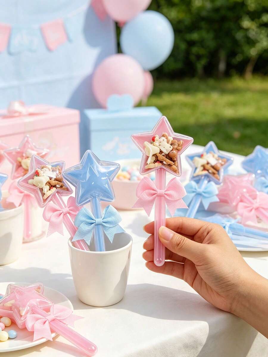 12/1 Set - Star-Shaped Candy Box With Bow, Fairy Magic Wand Candy Box ...