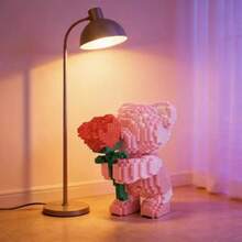 This 3800-Piece Building Block Romantic Bear, Holding A Single Rose, Is A Perfect Gift And An Excellent Choice For Couples And Parents. The Assembly Difficulty Is High. It Is A Perfect Gift For Christmas, Halloween, And The Back-To-School Season. - Multicolor - View 4