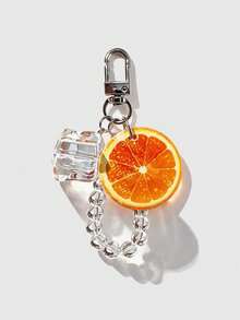 1pc Creative Ice Cube Papaya Fruit Keychain Strawberry Crystal Beaded Phone Pendant Small Gift Bag Accessory Charm - Multicolor - View 3