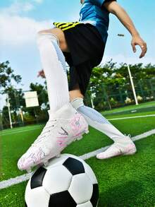 Kinder Fußballschuhe für Jungen und Mädchen, Jugend Fußballschuhe für Jungen und Mädchen, leichte Outdoor Fußballschuhe für Teenager, Unisex Trainings Fußballschuhe geeignet für Kinder und ältere Kinder, (Dieses Produkt hat Standardgröße, es wird empfohlen 1 Größe kleiner für schmale Füße und 1 Größe größer für breitere Füße zu wählen) - Weiss - Übersicht 8