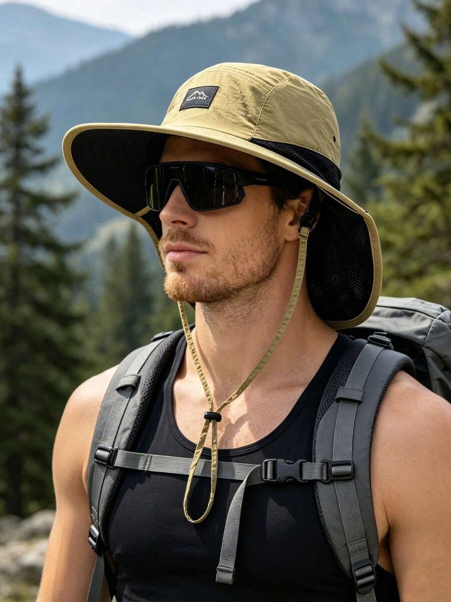 戶外遮陽帽 登山帽 寬帽簷 透氣 防紫外線 男女通用 情侶防曬帽 - 多色 - 查看 1