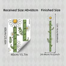 1張清新雛菊兒童身高表自黏牆貼，自黏PVC綠色尺條葉片植物風成長測量壁貼，溫柔幼兒房裝飾 - 彩色 - 查看 4