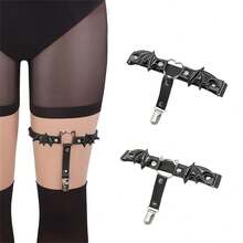 Elastic Leg Band Garter Socks Clip, Halloween Bat Wing Dark Stage Women's Foot Ankle Garter Strap Socks Clip - View 2