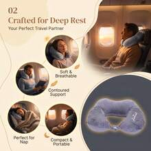 Bantal Leher Perjalanan Berbentuk U, Bantal Penopang Leher untuk Tulang Belakang Servikal, Bantal Perjalanan Pesawat, Bantal Leher untuk Dewasa, Penggunaan di Mobil - Grey - View 5