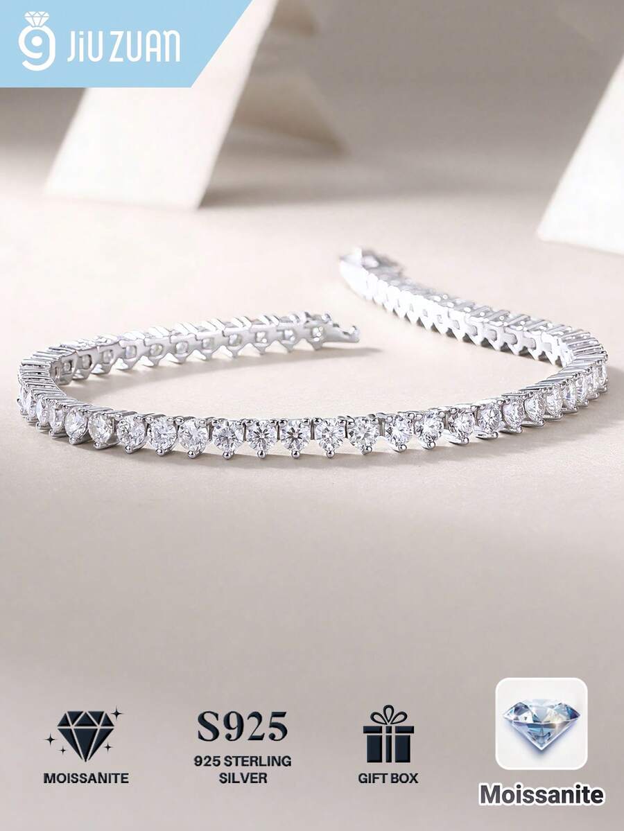 925 Sterling Silver D-Color Moissanite Tennis Bracelet, Luxury Bridal Jewelry, Gift For Proposal, Wedding, Birthday & Anniversary