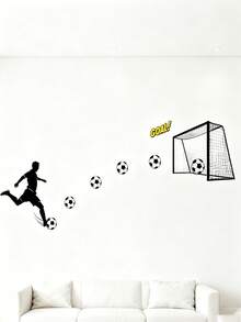 1 pièce Autocollant mural créatif et réaliste de but de football, convient pour le salon, la chambre, la salle de bain et d'autres espaces, ajoute de l'ambiance à la pièce, décoration de la maison - multicolore - Voir 5