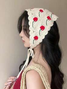 de punto con borlas y diseño floral calado, diadema fresca, estilo dulce de playa, bandana para mujer, atuendos de verano, banda para el cabello de playa, accesorios para el cabello de playa - Multicolor 2 - Ver 26