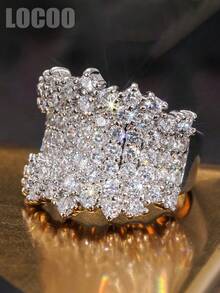 1pc Romantic Cubic Zirconia Ring, Suitable For Women, Suitable For Wedding, Engagement, Anniversary Party, Valentine's Day Gift - 1# - View 1