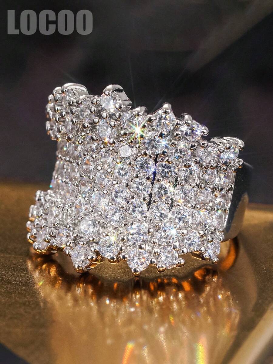1pc Romantic Cubic Zirconia Ring, Suitable For Women, Suitable For Wedding, Engagement, Anniversary Party, Valentine's Day Gift - 1# - View 1