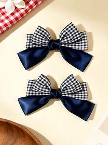 2/10PCS Jepit Rambut Pita Patchwork Kotak-kotak Warna Polos Kasual Serbaguna, Tersedia 5 Warna, Cocok untuk Pemakaian Sehari-hari dan Acara Luar Ruangan, Pilihan Hadiah yang Bagus - MultiWarna - View 10