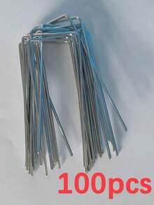 100 PIEZAS Estacas en forma de U de metal galvanizado de 15.24cm para césped artificial, tela de control de alta resistencia - A - Ver 12