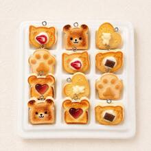 6/12/30pcs Cartoon Cute Food Resin Pendant Bear Toast Bread Design, Heart Jam Toast Bread Design - Suitable For DIY Jewelry Making Earrings Pendant Necklace Keychain Decorative Accessories Charms - Random Mixed, Cream Strawberry Toast Shape, Bear Expression Toast Shape, Heart Pudding Shape, Bear Toast Shape, Cat Paw Toast Shape, Cream Chocolate Chip Toast Shape - Cartoon Toast Pendant - View 11