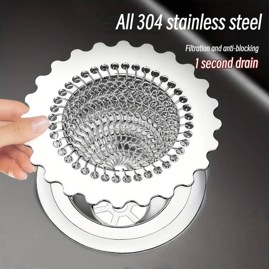 Anti-Rust Kitchen Sink Drain Strainer, Innovative Reversible Chain Filter, Clog-Free Design, Efficiently Traps Food Debris In Kitchen Sink Drain - Filter - View 1