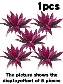 Helecho de Boston artificial púrpura, Dracaena, 12/18 piezas de hojas falsas púrpura y rojas, plantas artificiales tropicales, adecuadas para bodas, fiestas y decoración del hogar, ideales para Navidad y el Día de San Valentín, maceta no incluida - Rojo violeta - Ver 12
