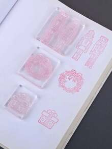 1件 [熱門選擇] 壓克力印章組，附舒適手柄，透明格紋圖案，精準易用，適合DIY剪貼簿與手工藝，6種尺寸可選 - 無色 - 查看 6