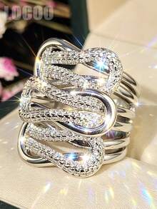 1pc Elegant Cubic Zirconia Ring, Suitable For Women To Wear, Suitable For Wedding, Engagement, Anniversary Party, Valentine's Day Gift - 1# - View 9