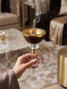 優雅北歐風水晶香爐 | 透明水晶玻璃 Bakhoor 香爐，適用於阿拉伯香料與烏木，極簡現代居家裝飾，適合放鬆與緩解壓力，客廳優雅裝飾，香爐，禮物/贈品 - 優雅六角底座款 - 查看 2