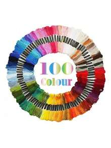 150色十字繡線、100色刺繡線、50色聚酯纖維刺繡線，DIY編織配件，適合初學者，隨機配色 - 多色 - 查看 4