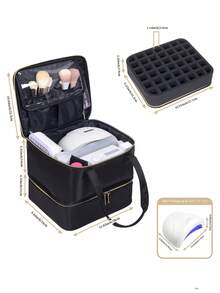 Nail Polish Organizer Handheld Double Layer Cosmetic Organizer Tote Bag For Girls And Women Nail Art, Essential Oil, Cosmetic Set Daily Travel Use - Multicolor - View 6