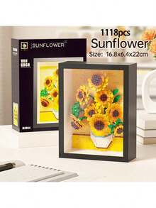 900+Pcs Famous Painting Building Blocks Puzzle With Frame, Van Gogh Galaxy Pixel Art Building Blocks, Starry Night, Great Wave Off Kanagawa, Sunflower Frame, Assembled Famous Painting, Building Block Toy Set, Living Room Home Decor Painting, Creative DIY Wall Decor, Assembled Art Hanging Painting, Creative Gift - Multicolor - View 8