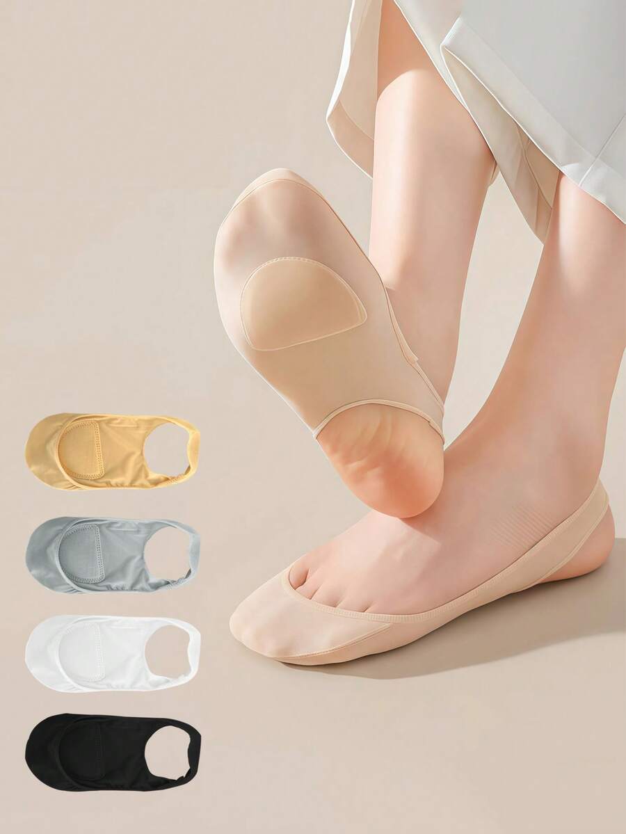 chuanwa（2） 1/5/10 Pairs Of Anti Slip Silicone Pad Hidden Ladies Back Hanging Invisible Ice Silk Breathable Thin Boat Socks Match Dress Shoes