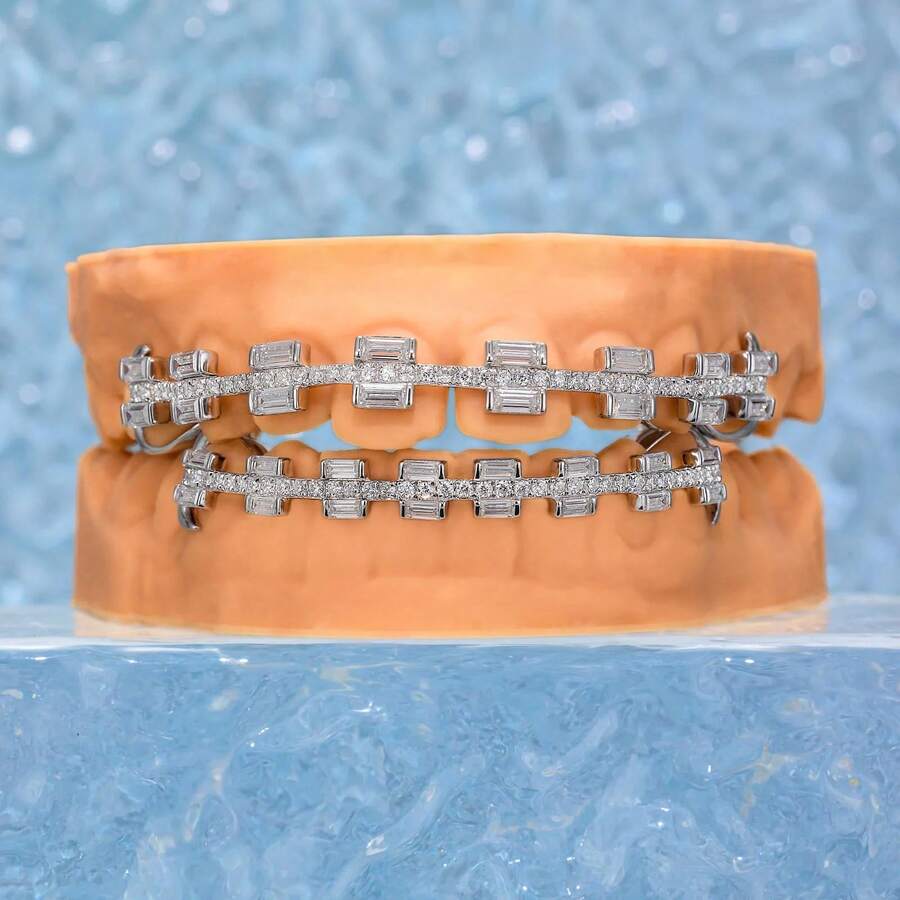 THATBOY 2pcs/Set Hip-Hop Tooth Design | Fashionable Grillz With Copper​, Shiny,Party Gift For Men & Women