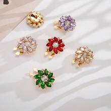 1 Pc Multicolor Rhinestone Flower Cufflinks, No-Sew Elegant Formal Shirt Accessories - Multicolor - View 4