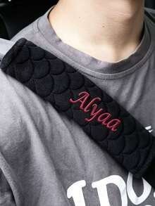 1pc Car Seat Belt Shoulder Pad, Customizable With Your Personalized Name Text - Comfortable Shoulder Protection, Relieves Shoulder Tightness And Pressure. Suitable For Comfortable Driving, Handbags, Cameras, Backpacks, Car Seat Belt Pads, Vehicle Interior Accessories, Minimalist Design, Durable Material - Multicolor - View 3