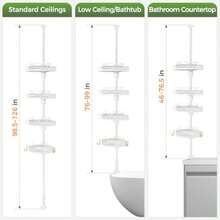 360° Rotating Shower Caddy Tension Pole With 4-Tier Rustproof Lazy Susan 35-128 Inch No Drilling Coner Shelves Adjustable Shower Rack For Bathroom Bathtub Washbasin Plant Storage - White - View 7