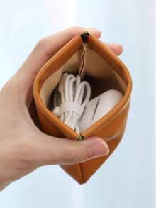 1 buah Tas Penyimpanan Portabel untuk Perjalanan, Kantong Pengatur Kabel Data Mini & Earphone Berkabel - Coklat - View 2