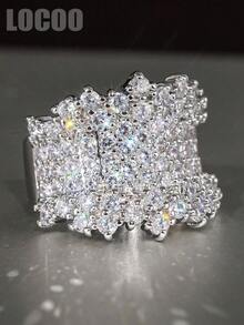 1pc Romantic Cubic Zirconia Ring, Suitable For Women, Suitable For Wedding, Engagement, Anniversary Party, Valentine's Day Gift - 1# - View 2